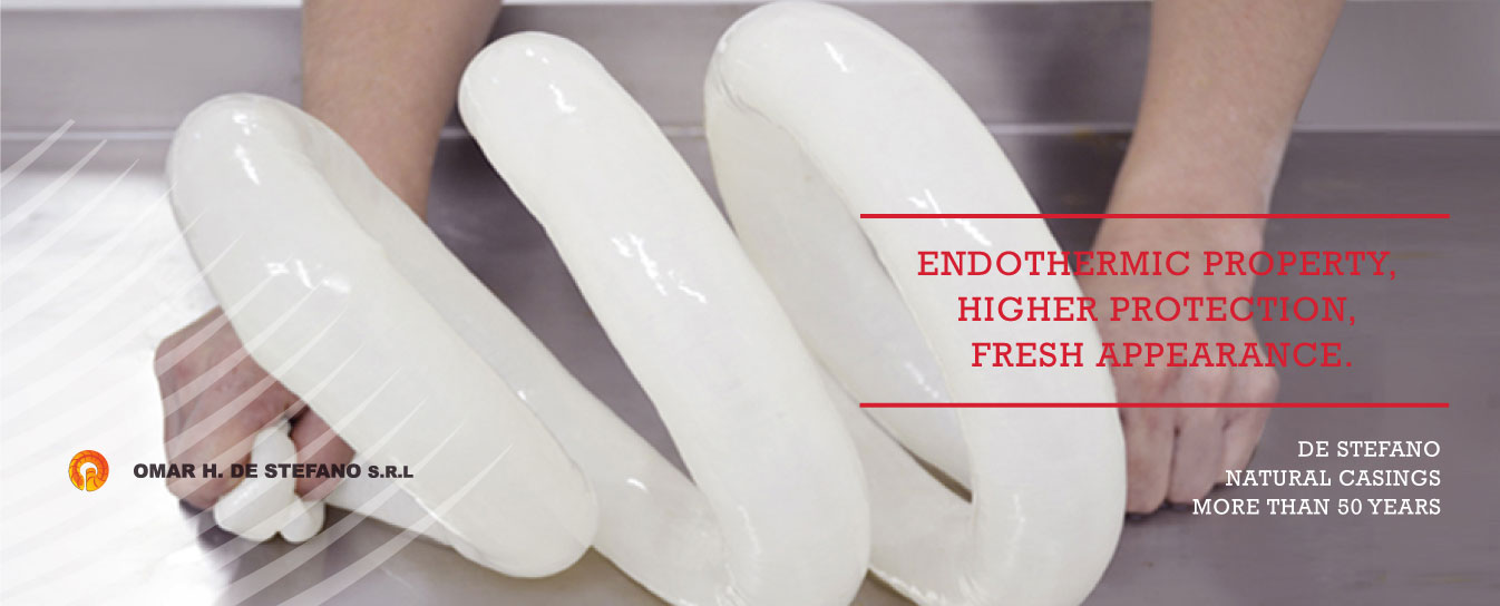 Natural casings for sausages De Stefano with extensive endothermic properties